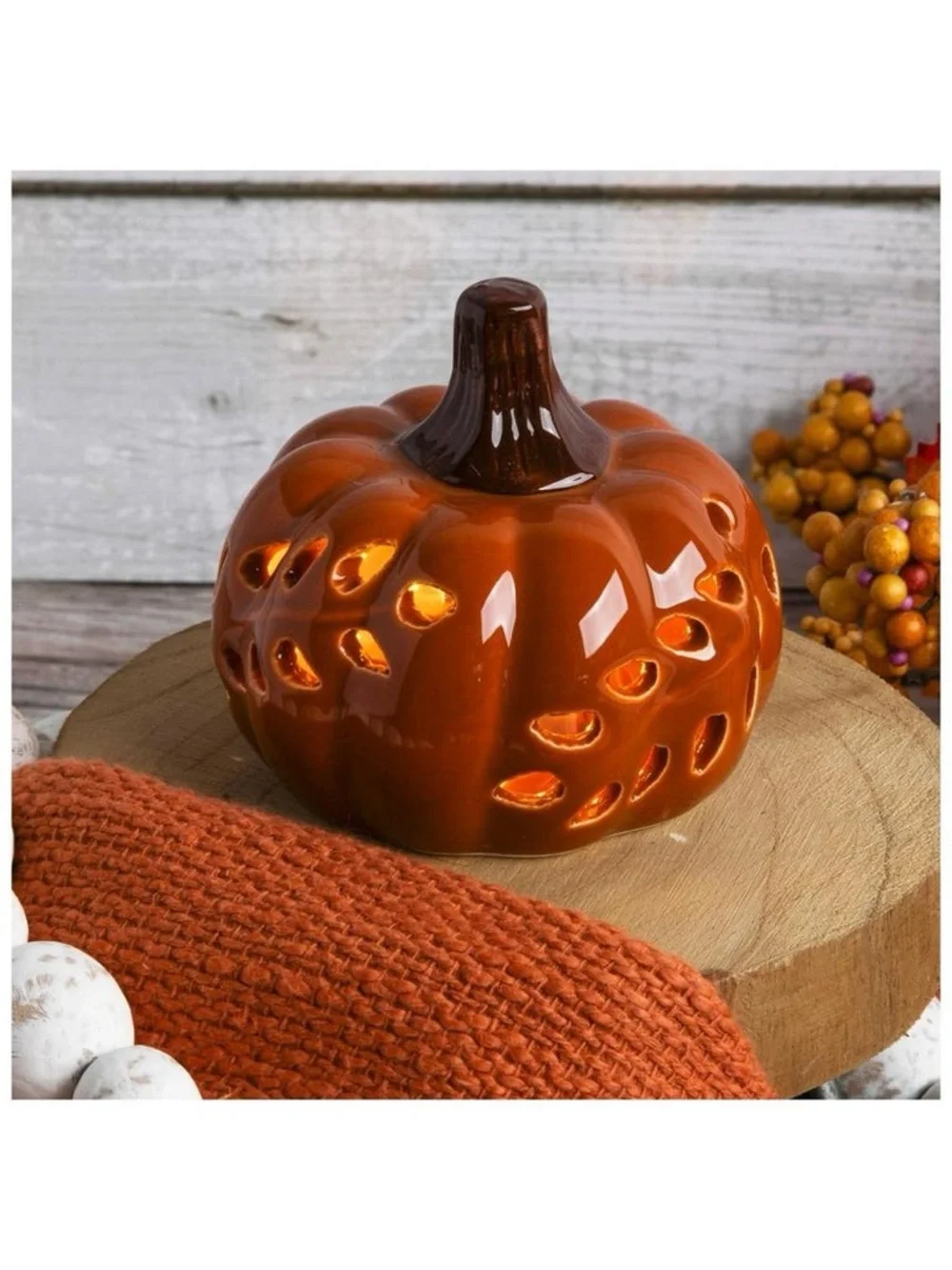 Fall Ceramic Light Up Pumpkin
